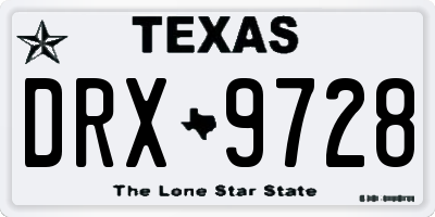 TX license plate DRX9728