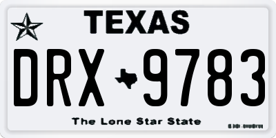 TX license plate DRX9783