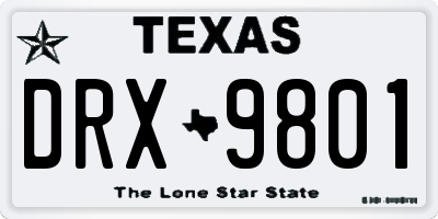 TX license plate DRX9801
