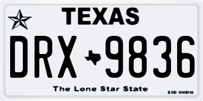 TX license plate DRX9836