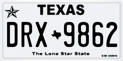TX license plate DRX9862