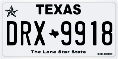 TX license plate DRX9918