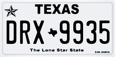 TX license plate DRX9935