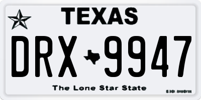TX license plate DRX9947