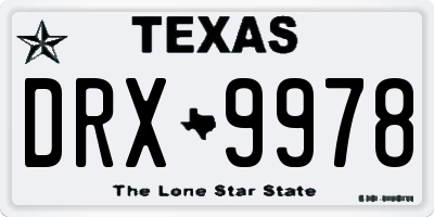 TX license plate DRX9978