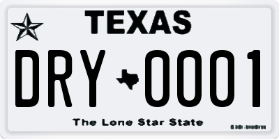 TX license plate DRY0001
