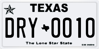 TX license plate DRY0010