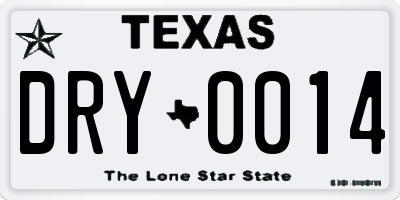 TX license plate DRY0014