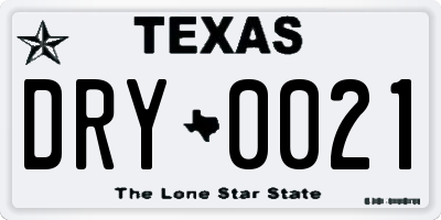 TX license plate DRY0021