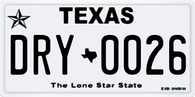TX license plate DRY0026