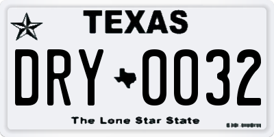 TX license plate DRY0032