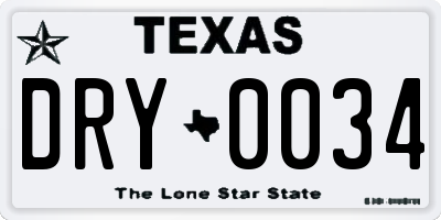 TX license plate DRY0034