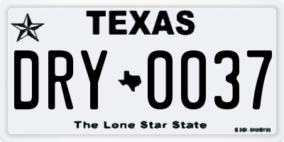 TX license plate DRY0037