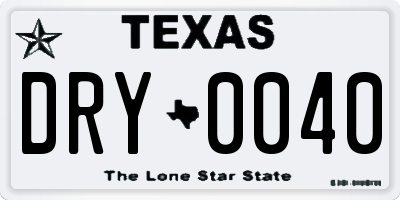 TX license plate DRY0040