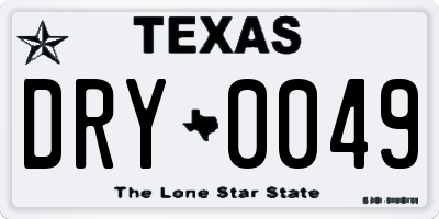 TX license plate DRY0049