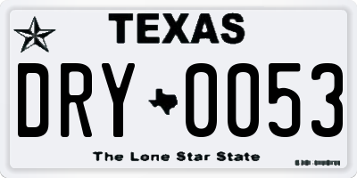 TX license plate DRY0053