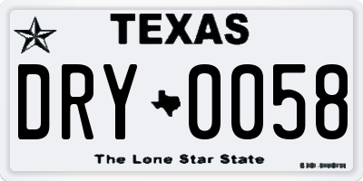 TX license plate DRY0058