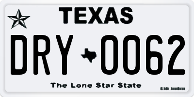 TX license plate DRY0062