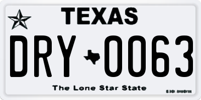 TX license plate DRY0063