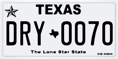 TX license plate DRY0070