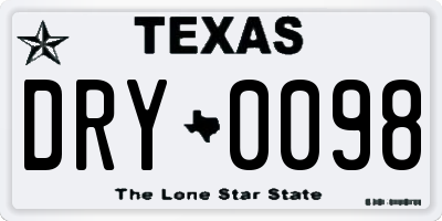TX license plate DRY0098