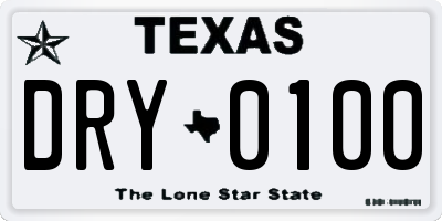 TX license plate DRY0100