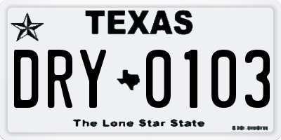TX license plate DRY0103
