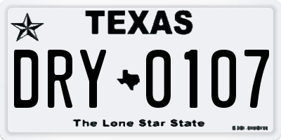 TX license plate DRY0107