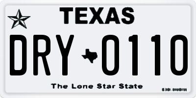 TX license plate DRY0110