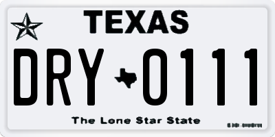 TX license plate DRY0111
