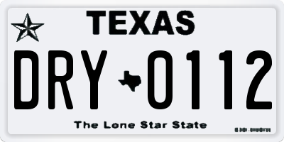 TX license plate DRY0112