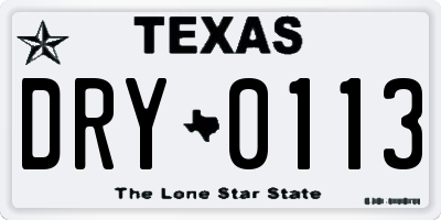 TX license plate DRY0113