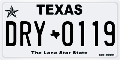 TX license plate DRY0119