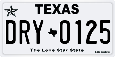 TX license plate DRY0125