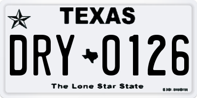 TX license plate DRY0126