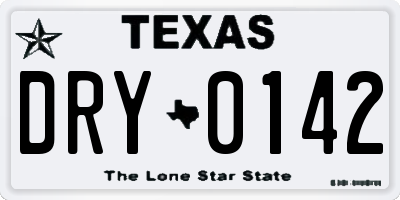 TX license plate DRY0142