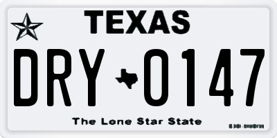 TX license plate DRY0147