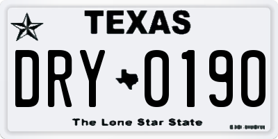 TX license plate DRY0190
