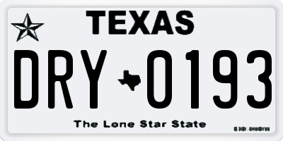 TX license plate DRY0193