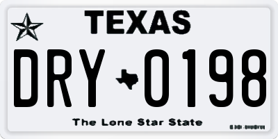 TX license plate DRY0198
