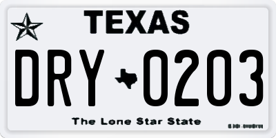 TX license plate DRY0203