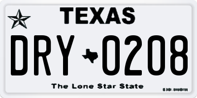 TX license plate DRY0208