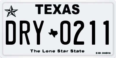TX license plate DRY0211