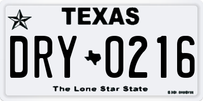 TX license plate DRY0216
