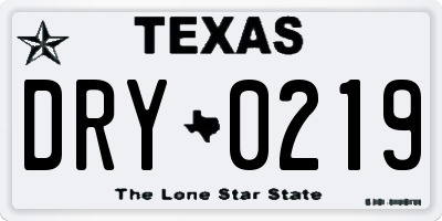 TX license plate DRY0219