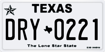 TX license plate DRY0221