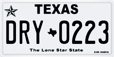 TX license plate DRY0223