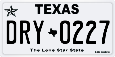 TX license plate DRY0227