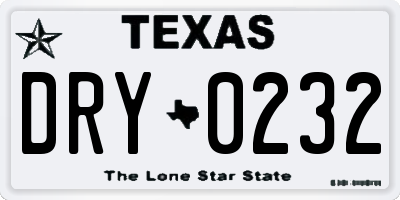 TX license plate DRY0232