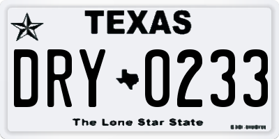 TX license plate DRY0233
